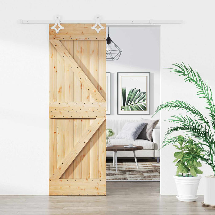 Ușă glisantă Natural și Alb 70 x 210 cm Lemn de Pin Solid - WALTI WALTI