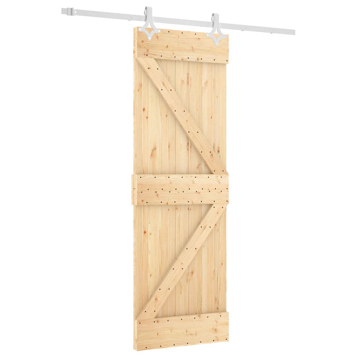 Ușă glisantă Natural și Alb 70 x 210 cm Lemn de Pin Solid - WALTI WALTI