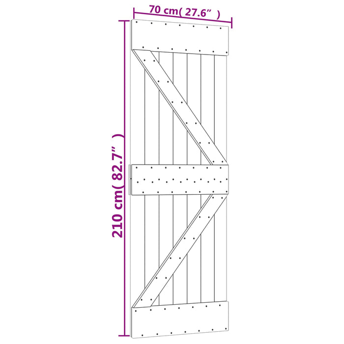 Ușă glisantă Natural și Alb 70 x 210 cm Lemn de Pin Solid - WALTI WALTI