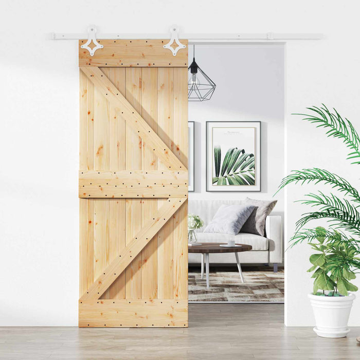 Ușă glisantă Natural și Alb 85 x 210 cm Lemn de Pin Solid - WALTI WALTI