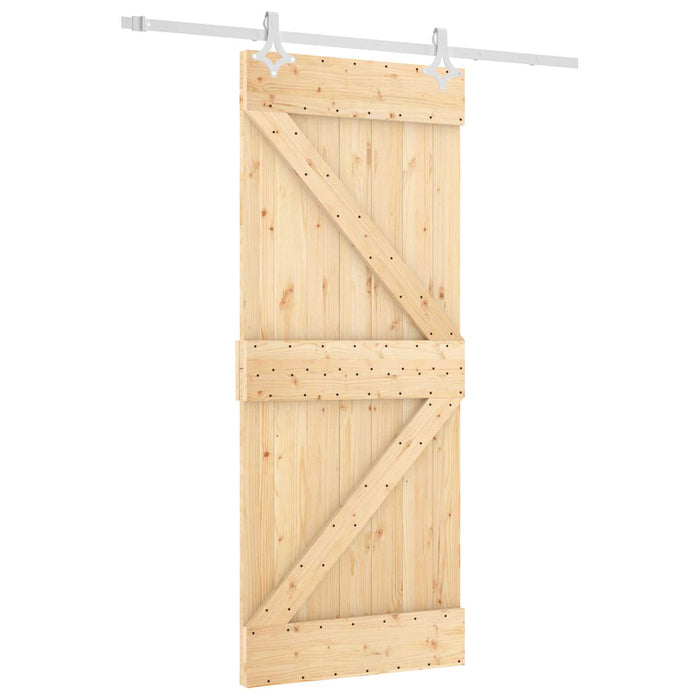 Ușă glisantă Natural și Alb 85 x 210 cm Lemn de Pin Solid - WALTI WALTI