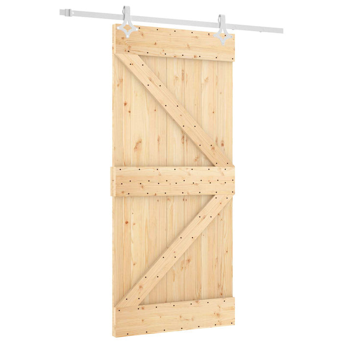 Ușă glisantă Natural și Alb 95 x 210 cm Lemn de Pin Solid - WALTI WALTI