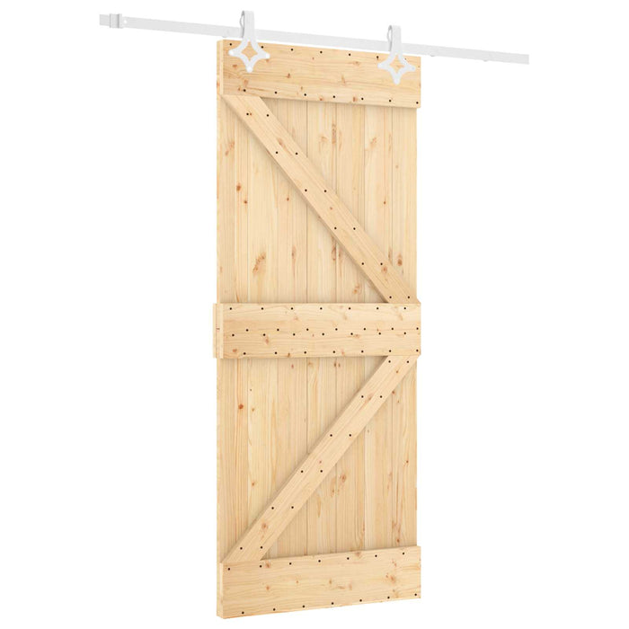 Ușă glisantă Natural și Alb 80 x 210 cm Lemn masiv de pin - WALTI WALTI