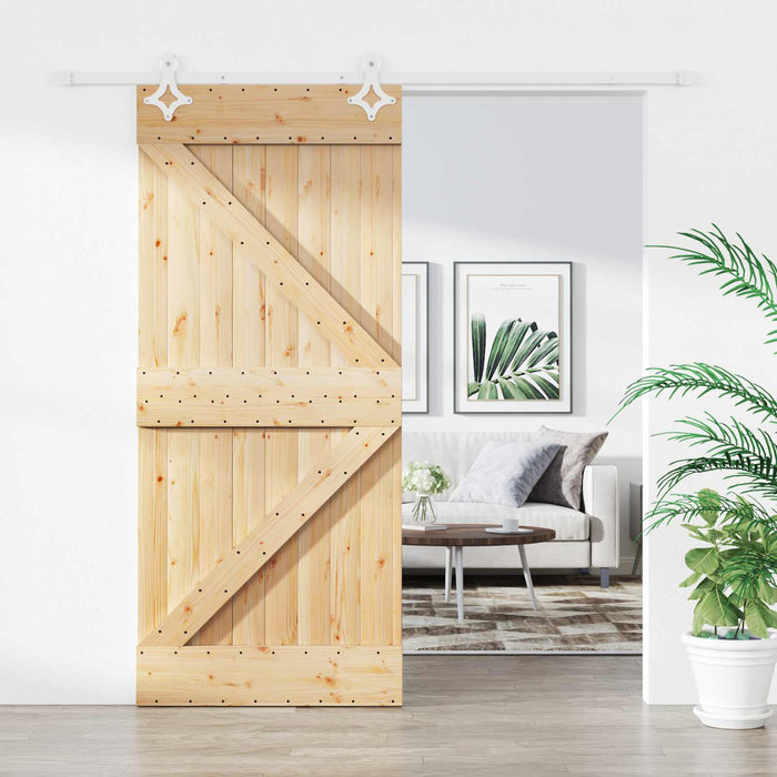 Ușă glisantă Natural și Alb 90 x 210 cm Lemn masiv de pin - WALTI WALTI