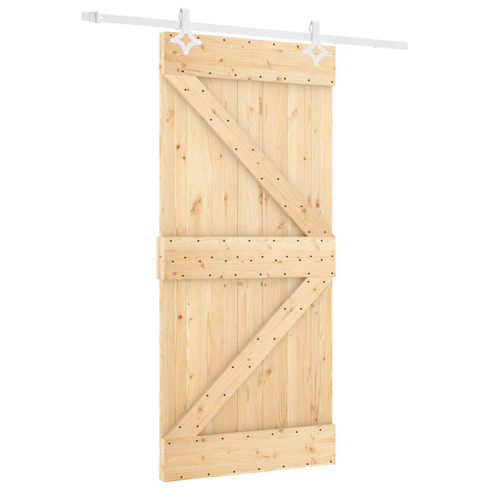 Ușă glisantă Natural și Alb 90 x 210 cm Lemn masiv de pin - WALTI WALTI