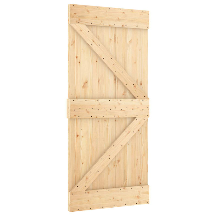 Ușă glisantă Natural și Alb 90 x 210 cm Lemn masiv de pin - WALTI WALTI