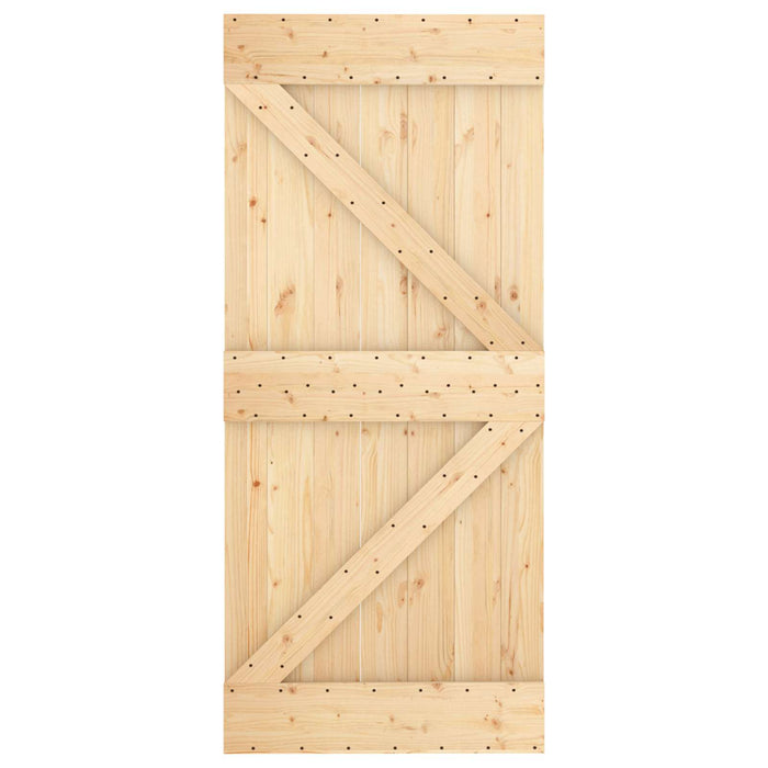 Ușă glisantă Natural și Alb 90 x 210 cm Lemn masiv de pin - WALTI WALTI