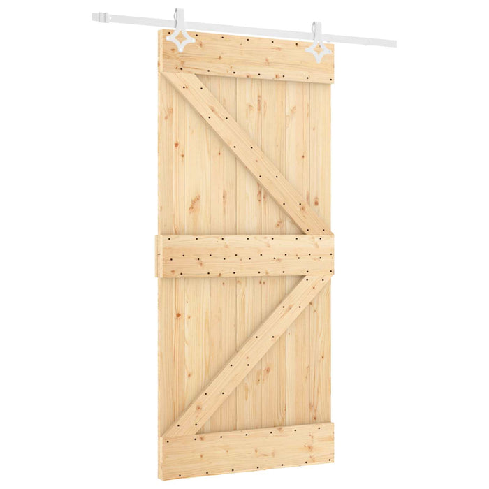 Ușă glisantă Natural și Alb 100 x 210 cm Lemn masiv de pin - WALTI WALTI