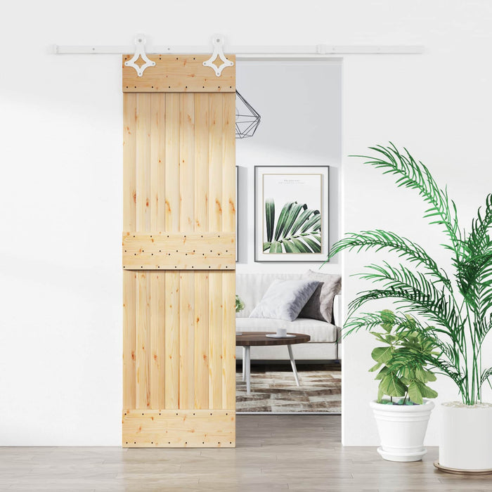 Ușă glisantă Natural și Alb 70 x 210 cm Lemn de Pin Solid WALTI