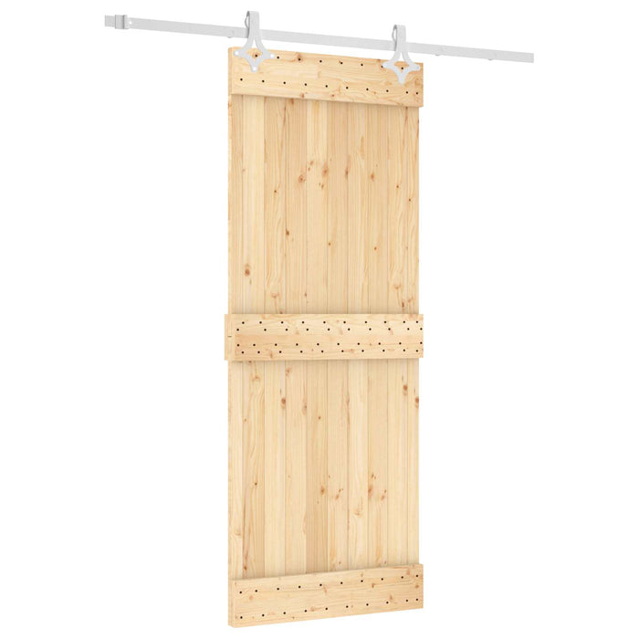 Ușă glisantă Natural și Alb 80 x 210 cm Lemn de Pin Solid WALTI