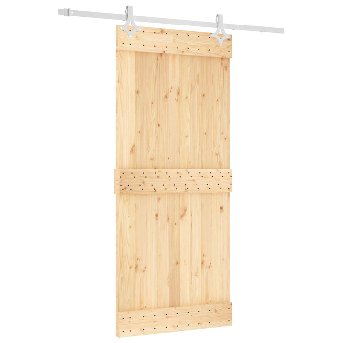 Ușă glisantă Natural și Alb 90 x 210 cm Lemn de Pin Solid - WALTI WALTI