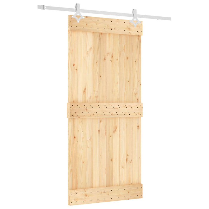 Ușă glisantă Natural și Alb 95 x 210 cm Lemn de Pin Solid - WALTI WALTI