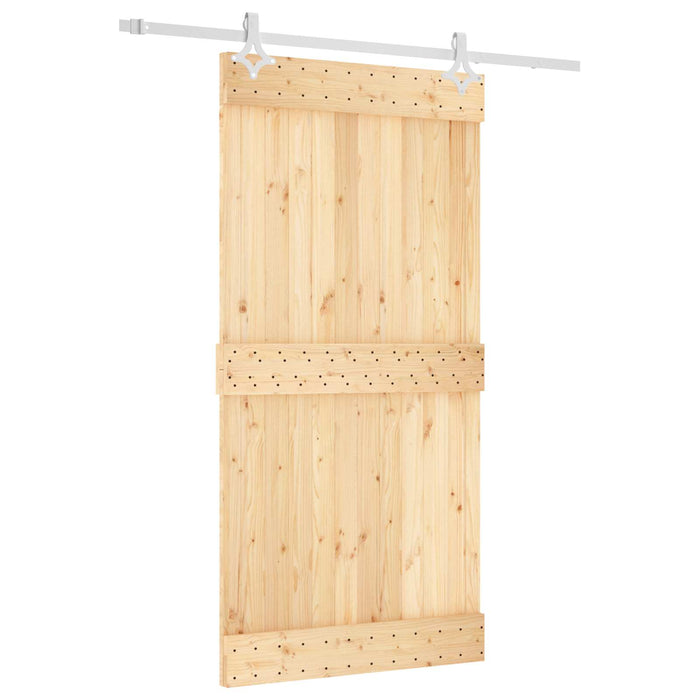 Ușă glisantă Natural și Alb 100 x 210 cm Lemn de Pin Solid - WALTI WALTI