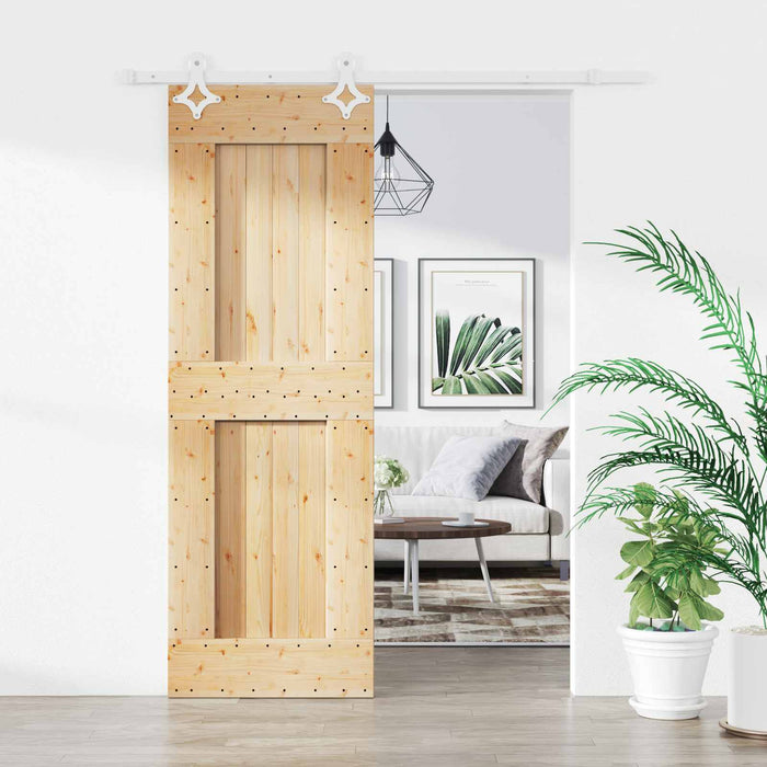 Ușă glisantă Natural și Alb 70 x 210 cm Lemn de Pin Solid - WALTI WALTI