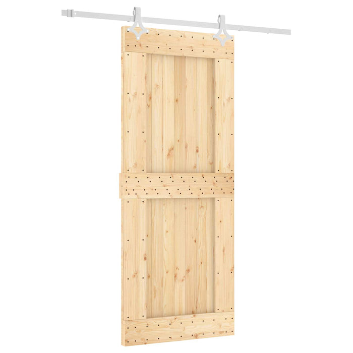 Ușă glisantă Natural și Alb 85 x 210 cm Lemn de Pin Solid - WALTI WALTI