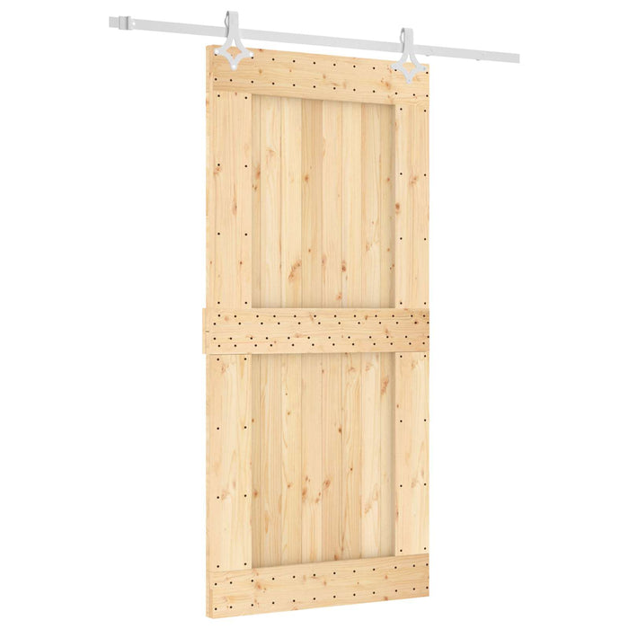 Ușă glisantă Natural și Alb 95 x 210 cm Lemn de Pin Solid - WALTI WALTI