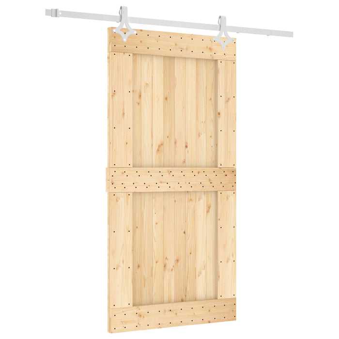 Ușă glisantă Natural și Alb 100 x 210 cm Lemn de Pin Solid - WALTI WALTI