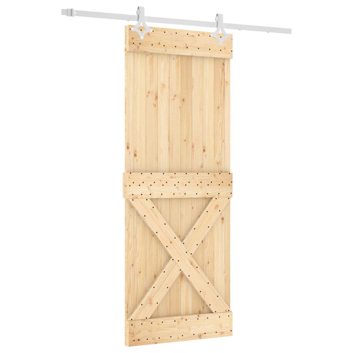 Ușă glisantă Natural și Alb 80 x 210 cm Lemn de Pin Solid - WALTI WALTI