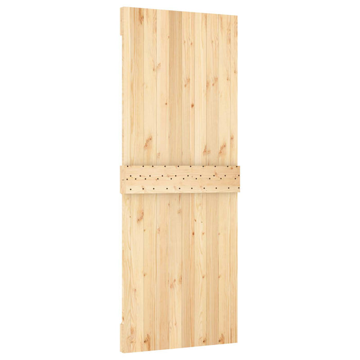 Ușă glisantă Natural și Alb 80 x 210 cm Lemn de Pin Solid - WALTI WALTI