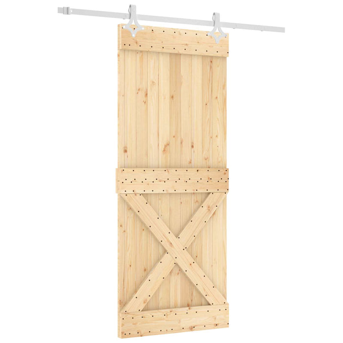 Ușă glisantă Natural și Alb 85 x 210 cm Lemn de Pin Solid - WALTI WALTI