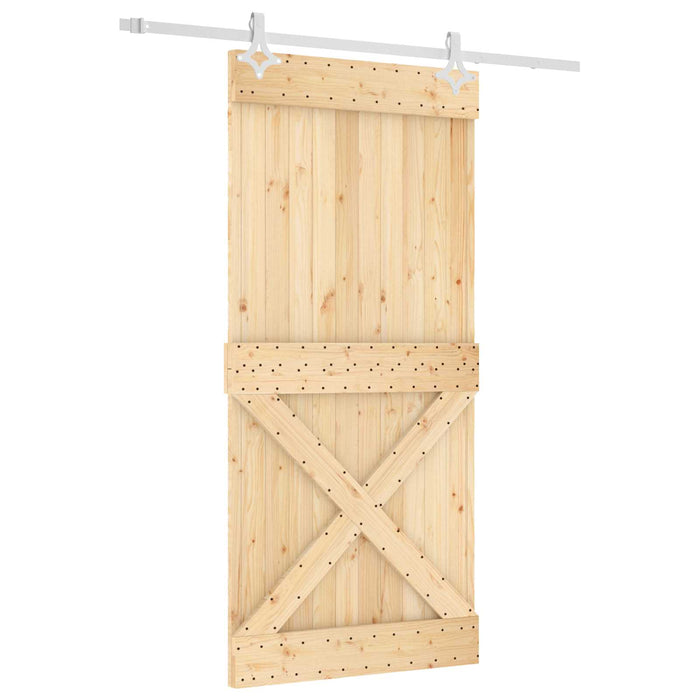Ușă glisantă Natural și Alb 95 x 210 cm Lemn de Pin Solid WALTI