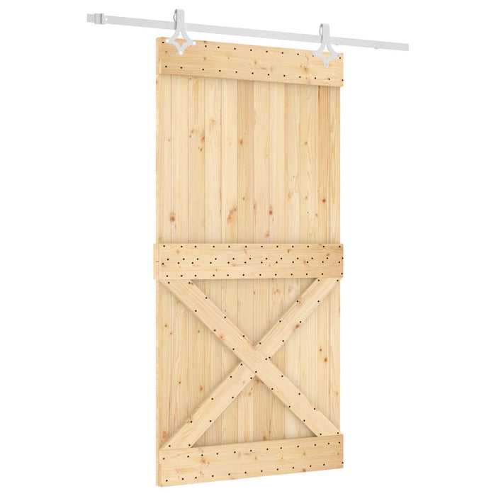 Ușă glisantă Natural și Alb 100 x 210 cm Lemn de Pin Solid WALTI