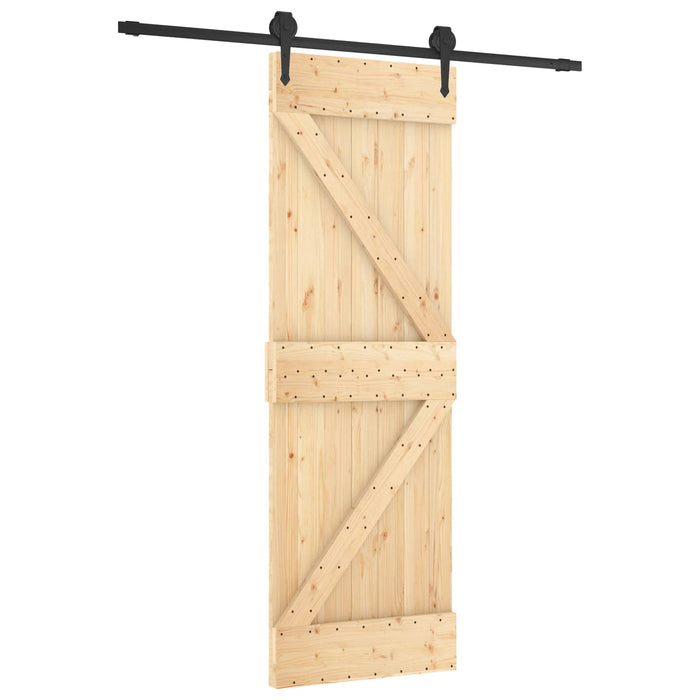 Ușă glisantă Natural și Negru 70 x 210 cm Lemn de Pin Solid WALTI