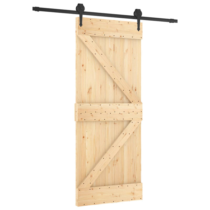 Ușă glisantă Natural și Negru 85 x 210 cm Lemn de Pin Solid - WALTI WALTI