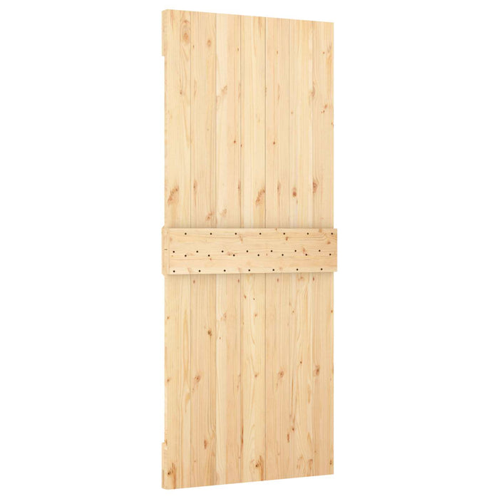 Ușă glisantă Natural și Negru 85 x 210 cm Lemn de Pin Solid - WALTI WALTI