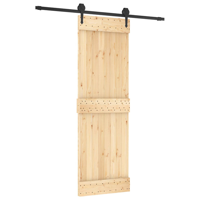 Ușă glisantă Natural și Negru 70 x 210 cm Lemn de Pin Solid WALTI