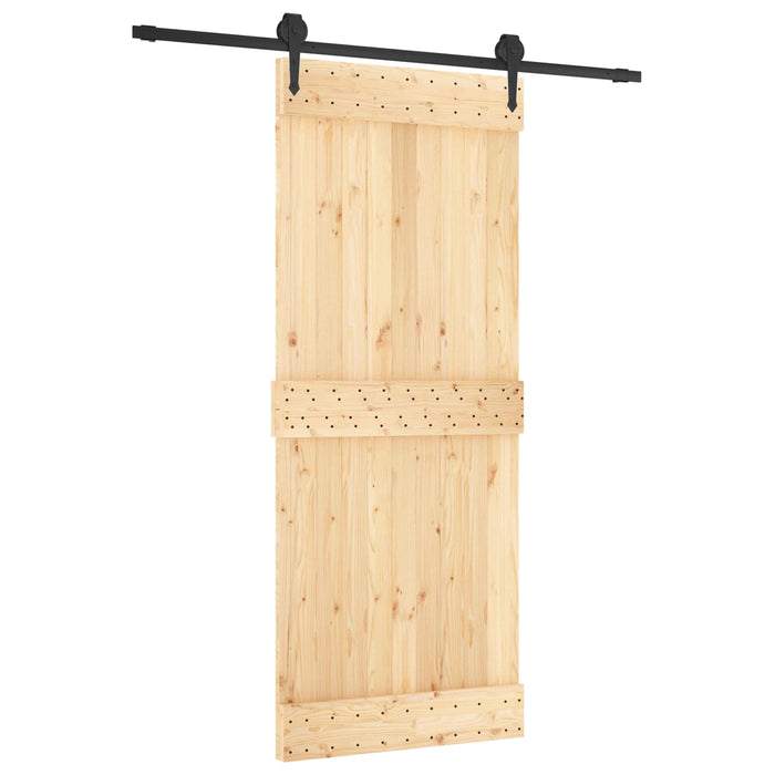 Ușă glisantă Natural și Negru 85 x 210 cm Lemn de Pin Solid WALTI