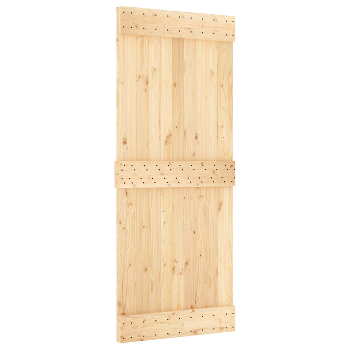 Ușă glisantă Natural și Negru 85 x 210 cm Lemn de Pin Solid WALTI