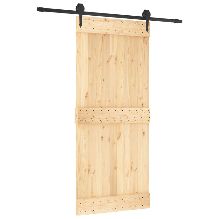 Ușă glisantă Natural și Negru 90 x 210 cm Lemn de Pin Solid WALTI