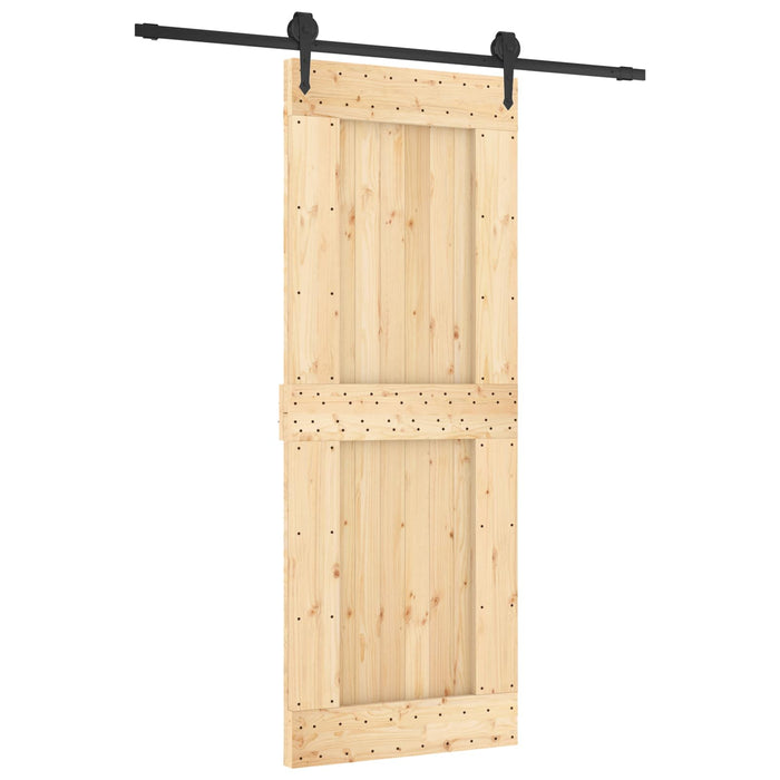Ușă glisantă Natural și Negru 80 x 210 cm Lemn de Pin Solid WALTI