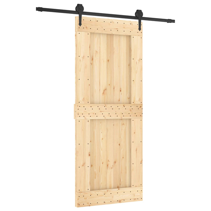 Ușă glisantă Natural și Negru 85 x 210 cm Lemn de Pin Solid WALTI
