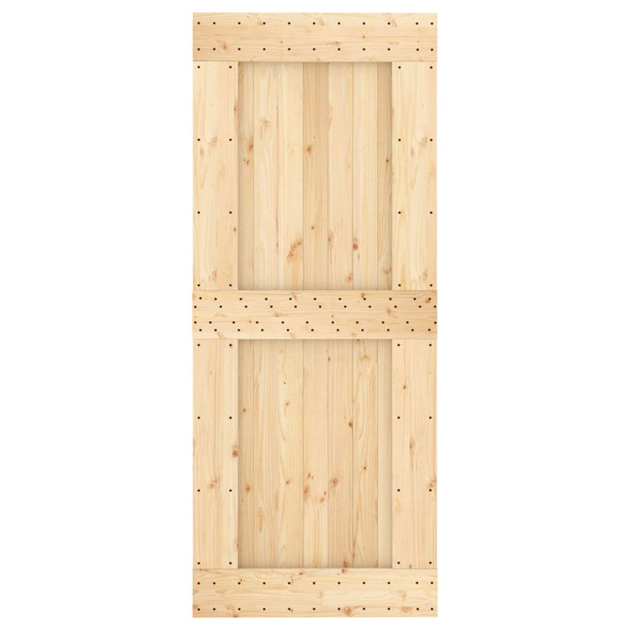 Ușă glisantă Natural și Negru 85 x 210 cm Lemn de Pin Solid WALTI