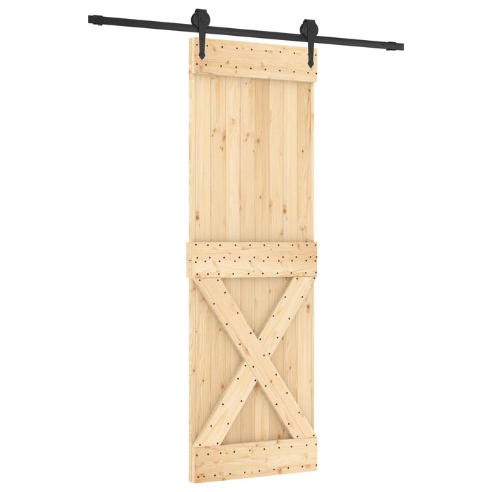 Ușă glisantă Natural și Negru 70 x 210 cm Lemn de Pin Solid WALTI