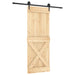 Ușă glisantă Natural și Negru 80 x 210 cm Lemn de Pin Solid - WALTI WALTI