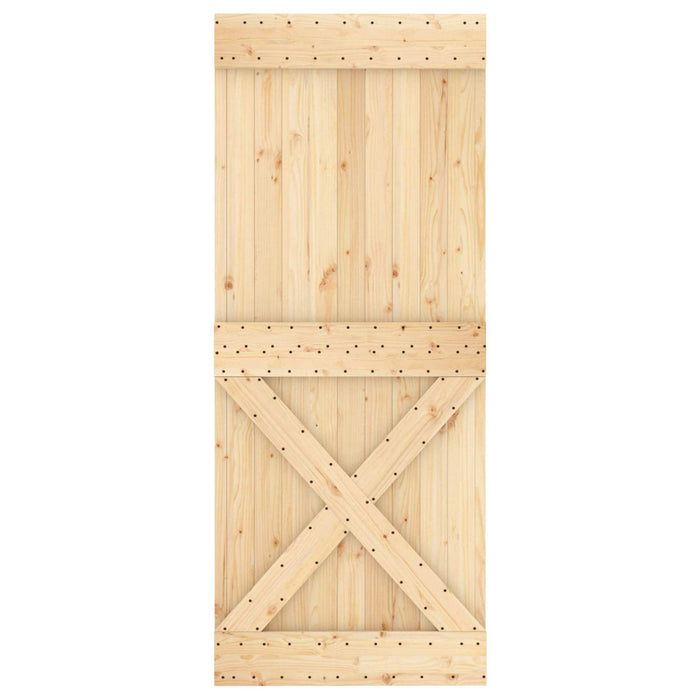 Ușă glisantă Natural și Negru 85 x 210 cm Lemn de Pin Solid WALTI