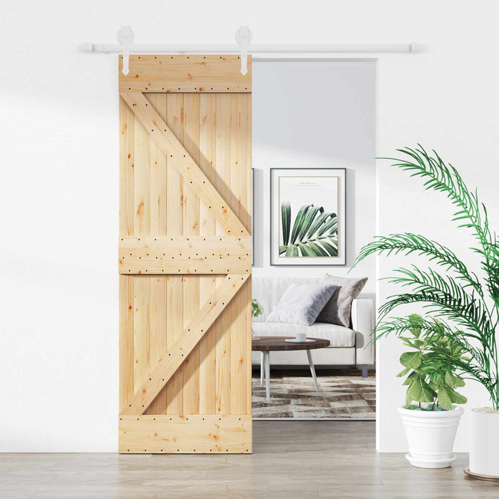 Ușă glisantă Natural și Alb 70 x 210 cm Lemn de Pin Solid - WALTI WALTI