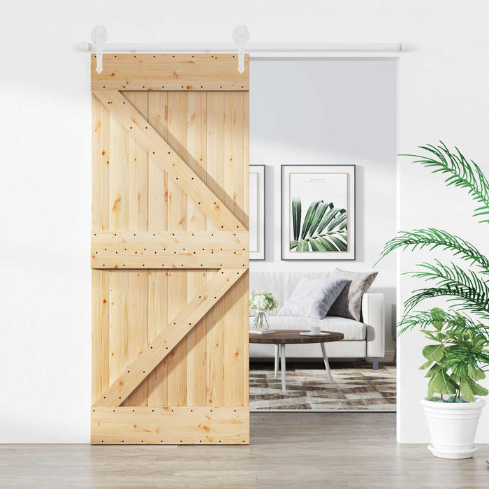 Ușă glisantă Natural și Alb 85 x 210 cm Lemn de Pin Solid - WALTI WALTI