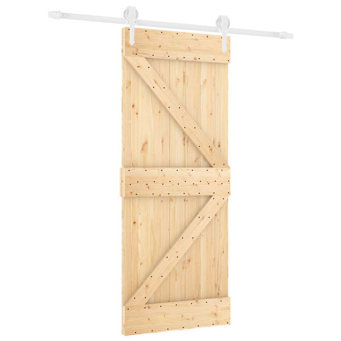 Ușă glisantă Natural și Alb 85 x 210 cm Lemn de Pin Solid - WALTI WALTI
