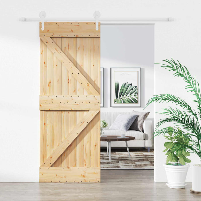 Ușă glisantă Natural și Alb 80 x 210 cm Lemn masiv de pin - WALTI WALTI