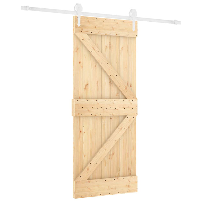 Ușă glisantă Natural și Alb 80 x 210 cm Lemn masiv de pin - WALTI WALTI