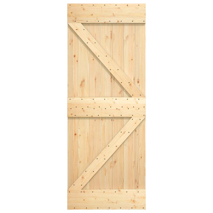 Ușă glisantă Natural și Alb 80 x 210 cm Lemn masiv de pin - WALTI WALTI