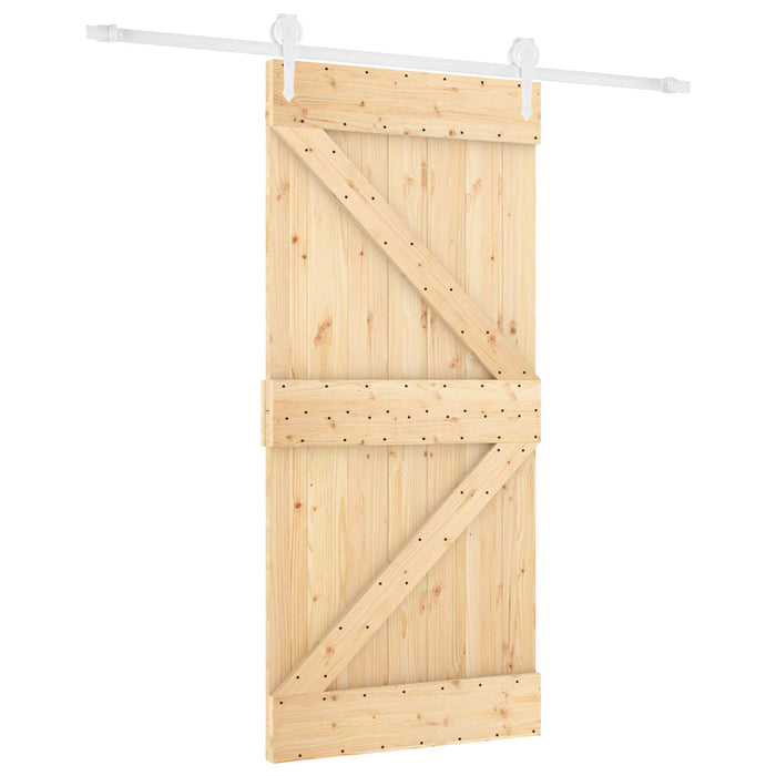 Ușă glisantă Natural și Alb 90 x 210 cm Lemn masiv de pin - WALTI WALTI