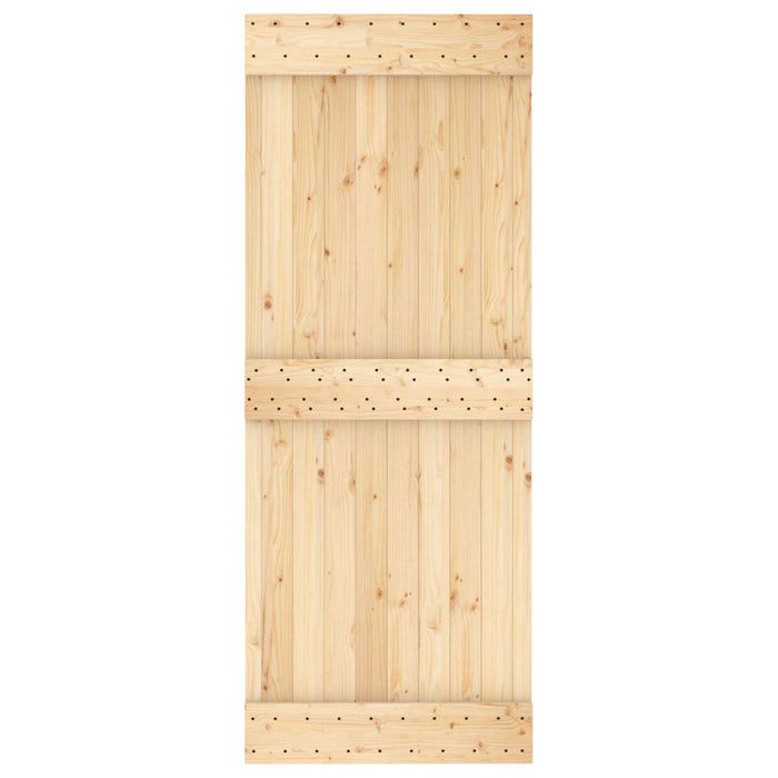Ușă glisantă Natural și Alb 80 x 210 cm Lemn de Pin Solid - WALTI WALTI