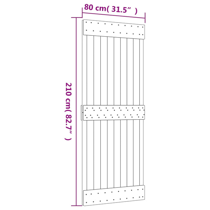 Ușă glisantă Natural și Alb 80 x 210 cm Lemn de Pin Solid - WALTI WALTI