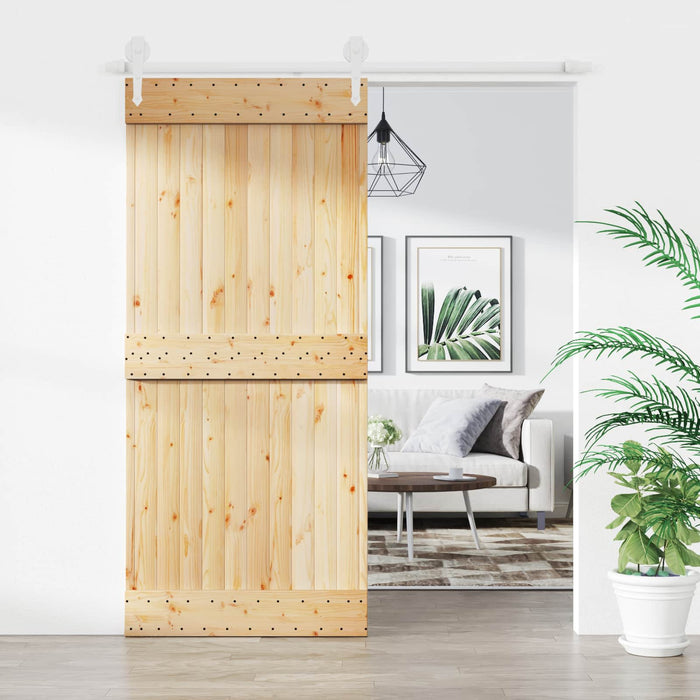 Ușă glisantă Natural și Alb 90 x 210 cm Lemn de Pin Solid WALTI