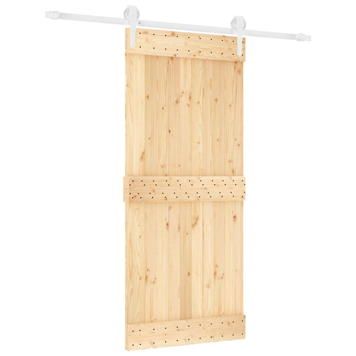 Ușă glisantă Natural și Alb 90 x 210 cm Lemn de Pin Solid WALTI